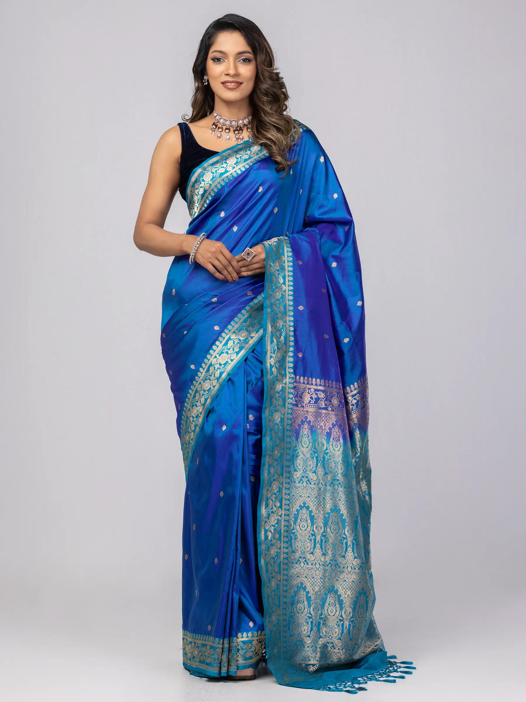 Blue/Cyan Dual Tone Mirpur Katan Saree