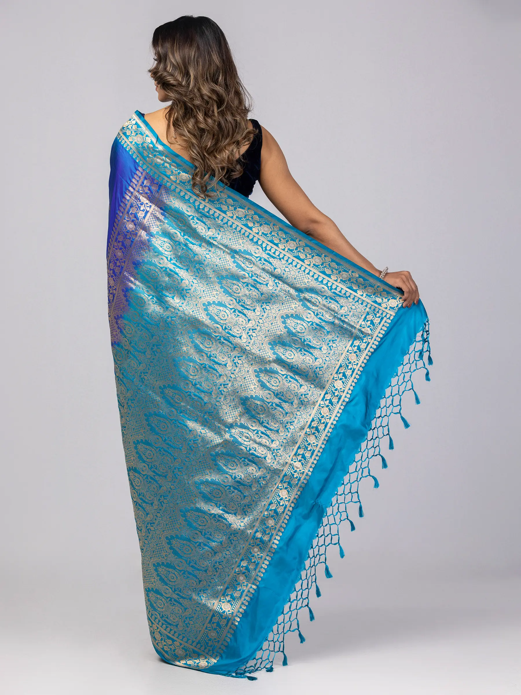 Blue/Cyan Dual Tone Mirpur Katan Saree