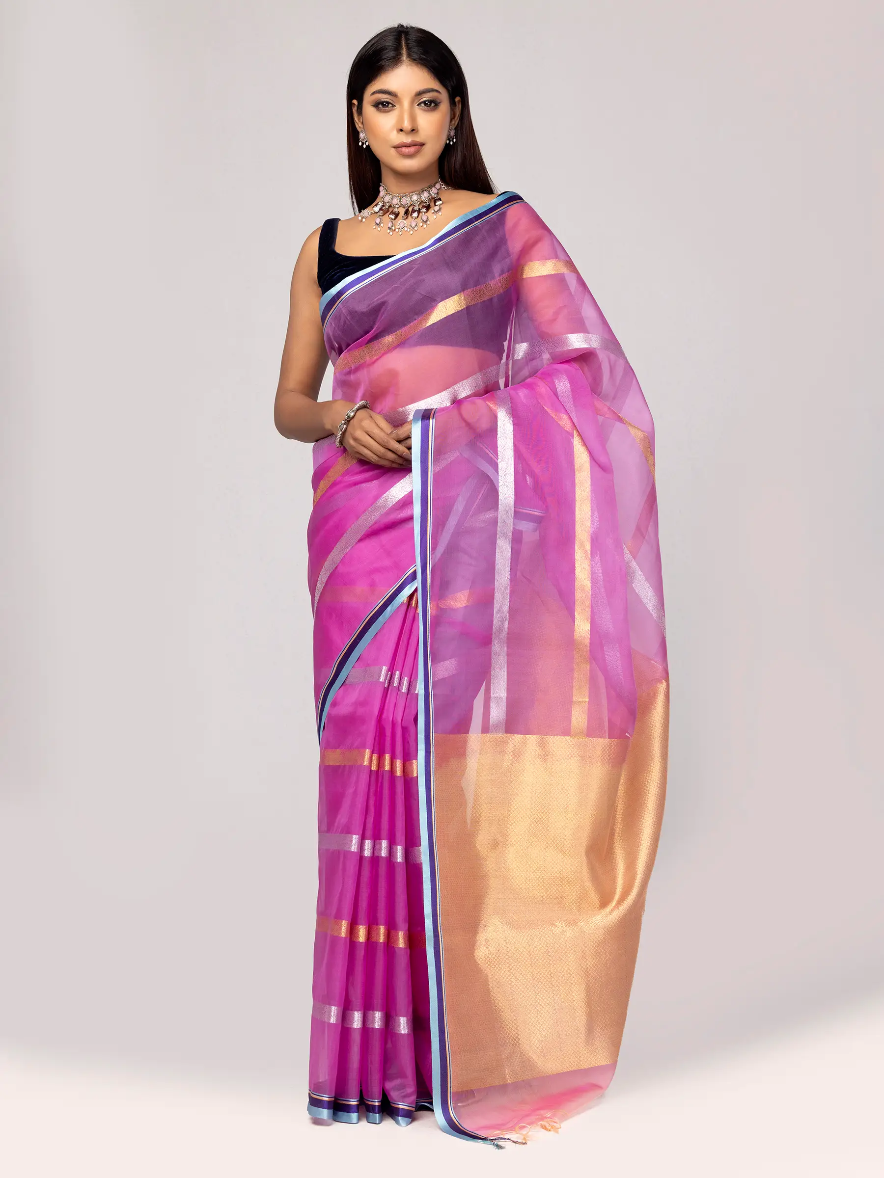 Purple Muslin Baluchari Saree
