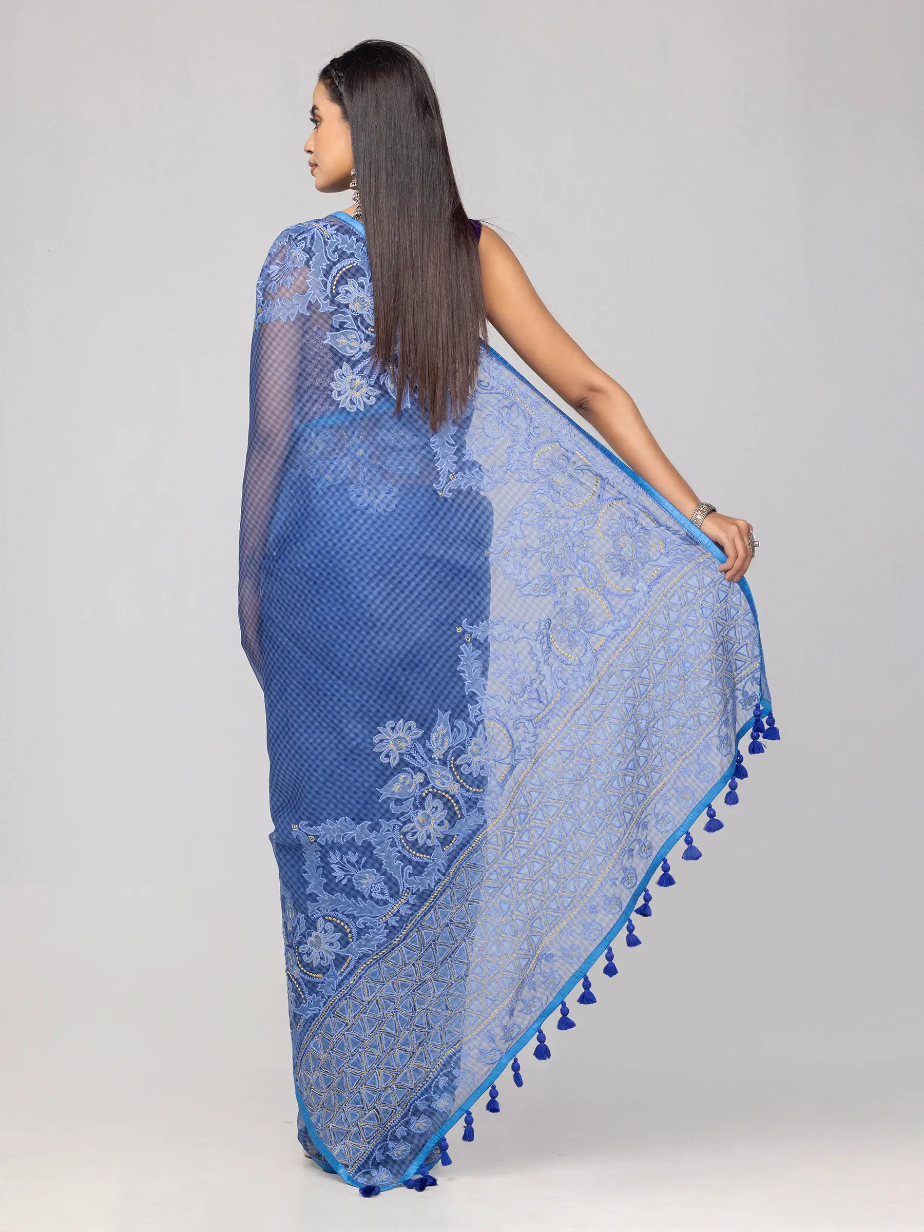 Purple Muslin Baluchari Saree