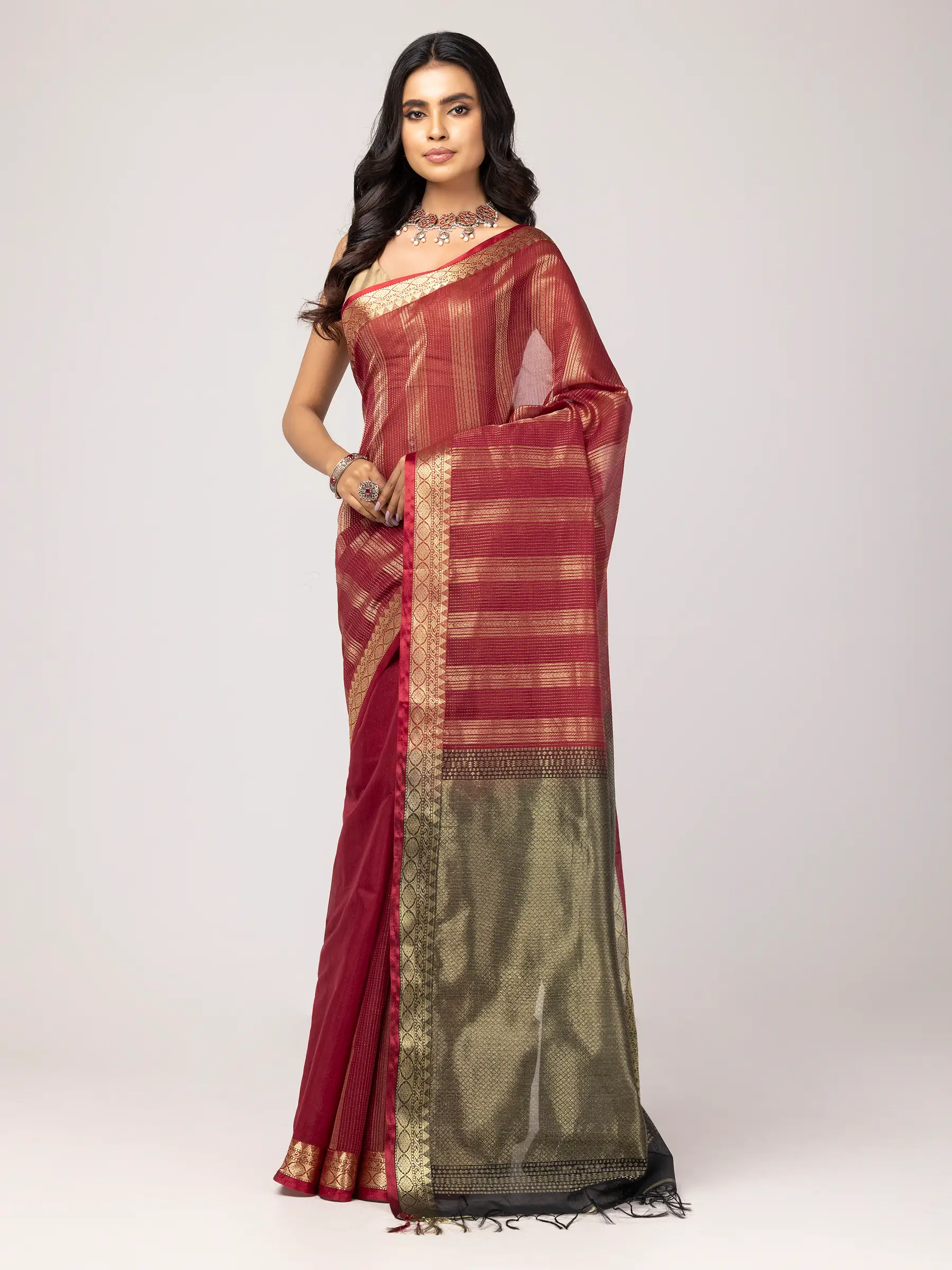 Light Mint White Printed and Embroidered Silk Saree