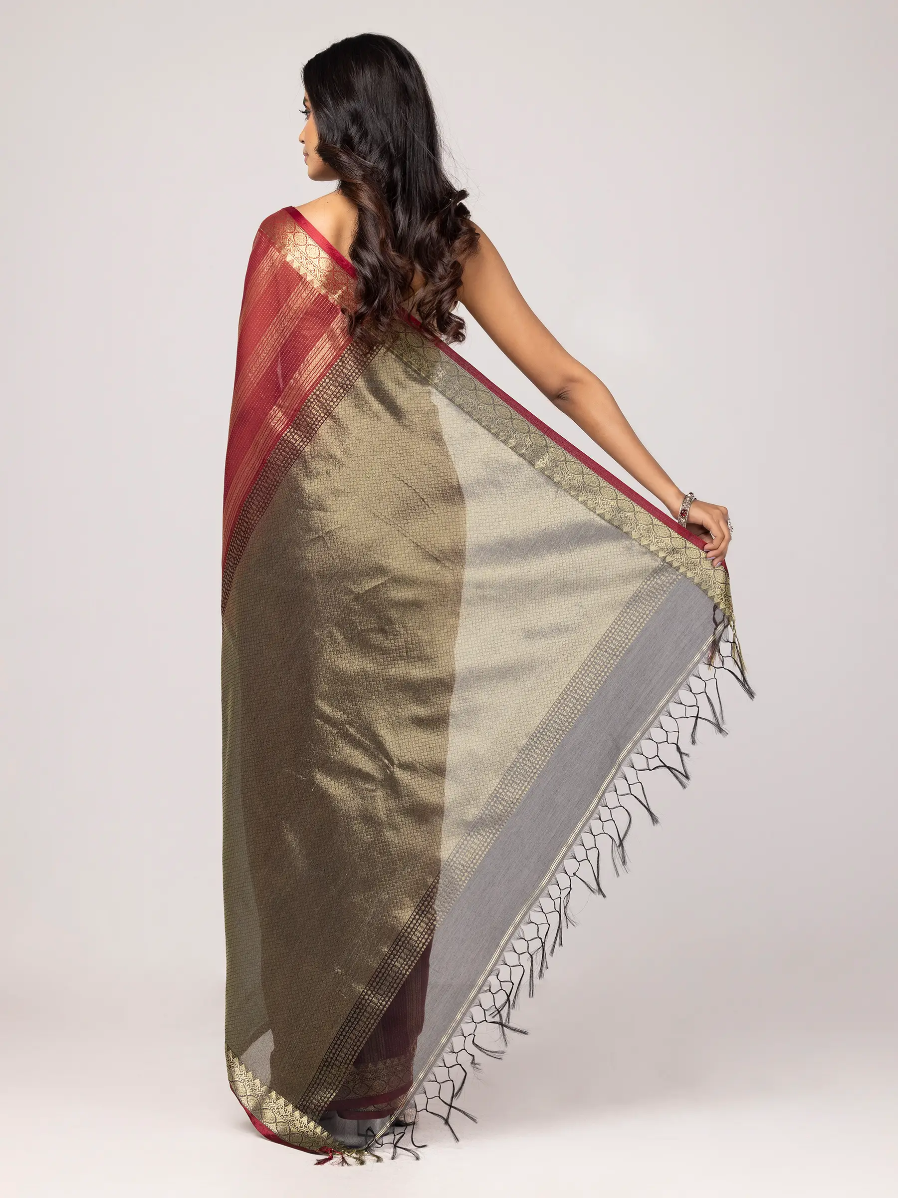 Light Mint White Printed and Embroidered Silk Saree