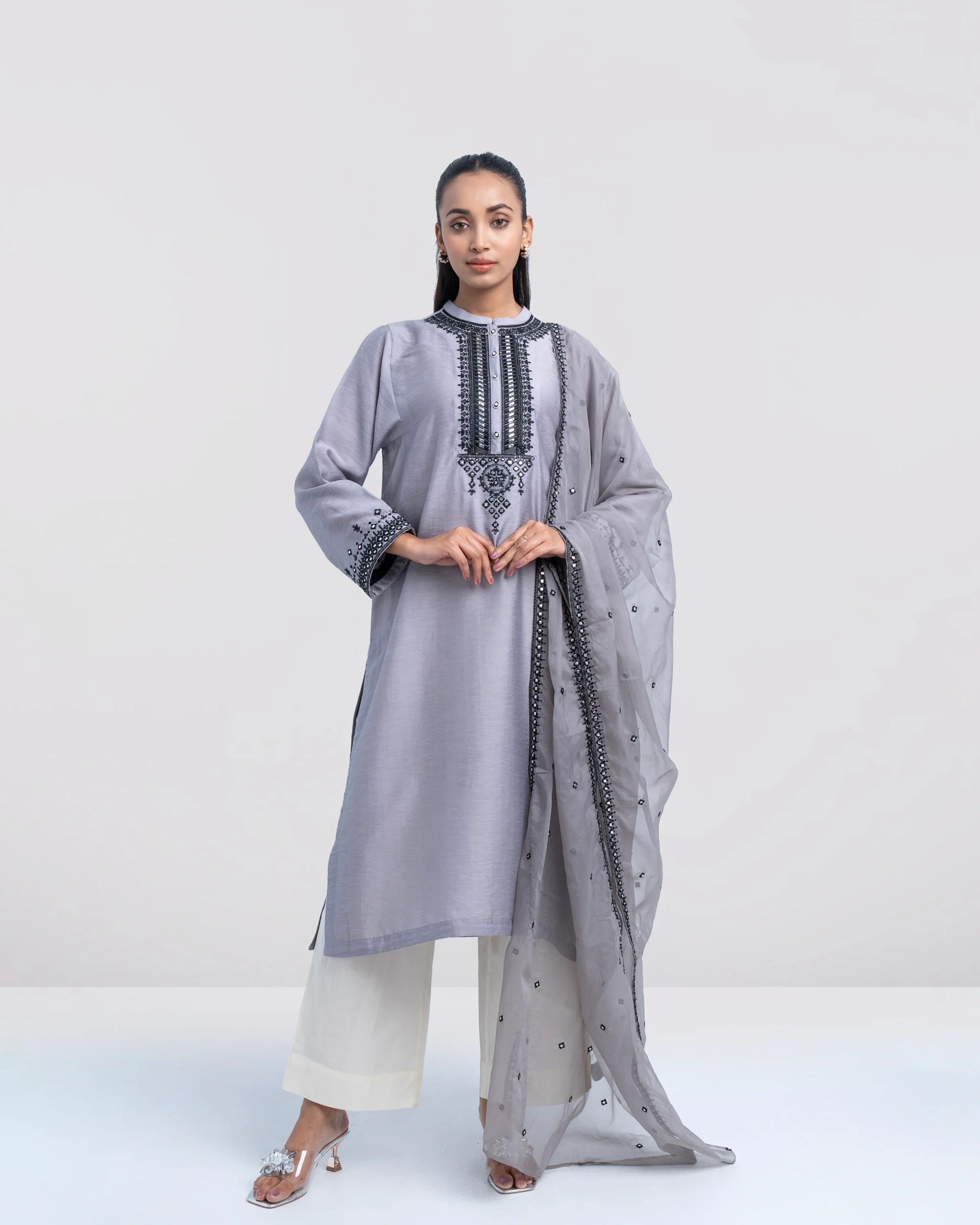 Women's Half Silk Two Piece Set