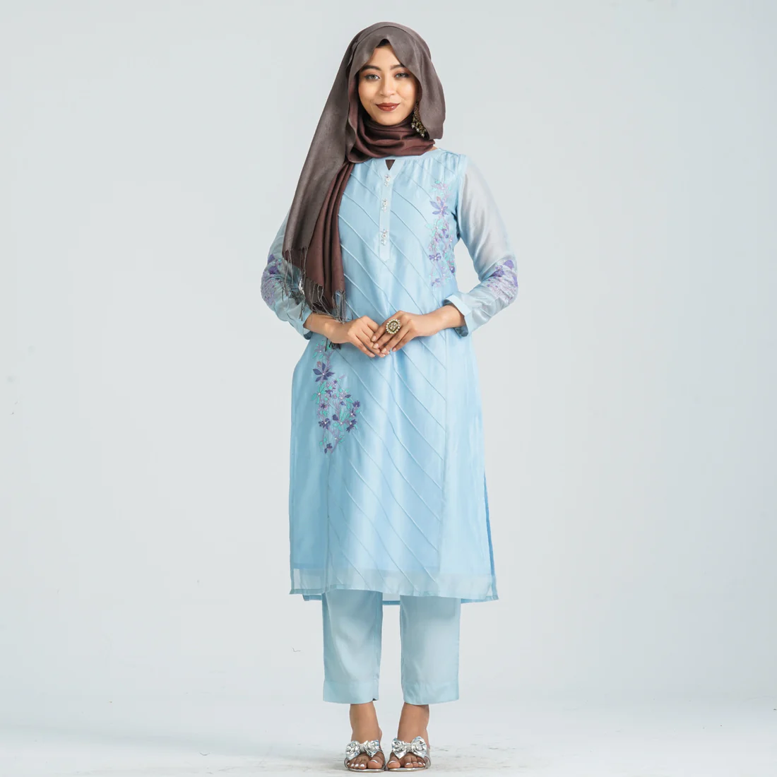 Women's Half Silk Two Piece Set